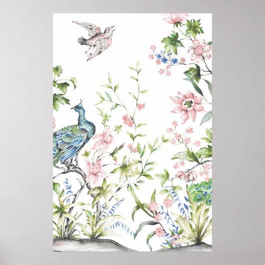 Witte Chinoiserie Art Prints | 24 x 36 inch (Voorkant)