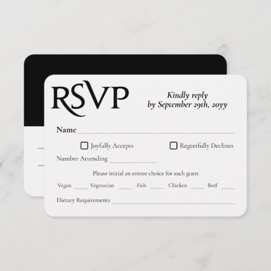 Witte Chique Moderne RSVP (Voorkant / Achterkant)