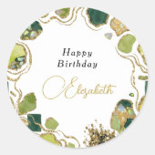 Witte chique namaak goud ronde sticker (Voorkant)