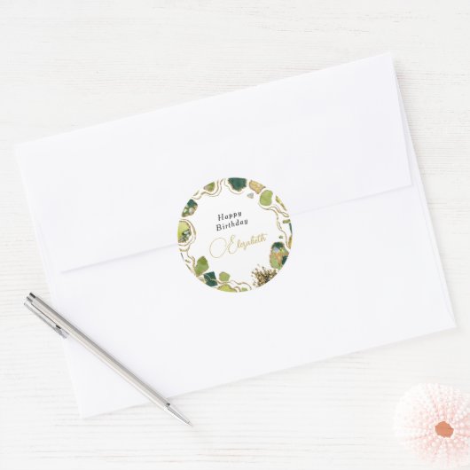 Witte chique namaak goud ronde sticker (Envelop)