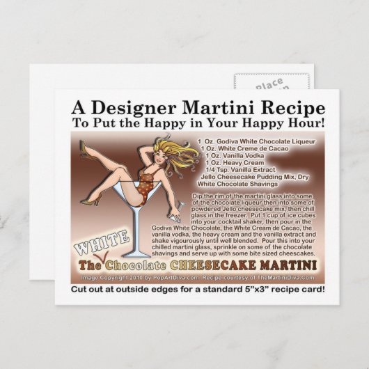 Witte Chocolade Cheesecake Martini Recept Kaart (Voorkant / Achterkant)