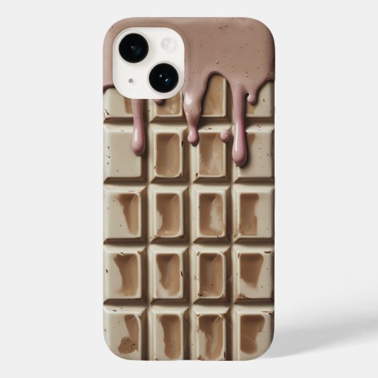 Witte Chocolade Drip iPhone 14 Hoesje (Achterkant)