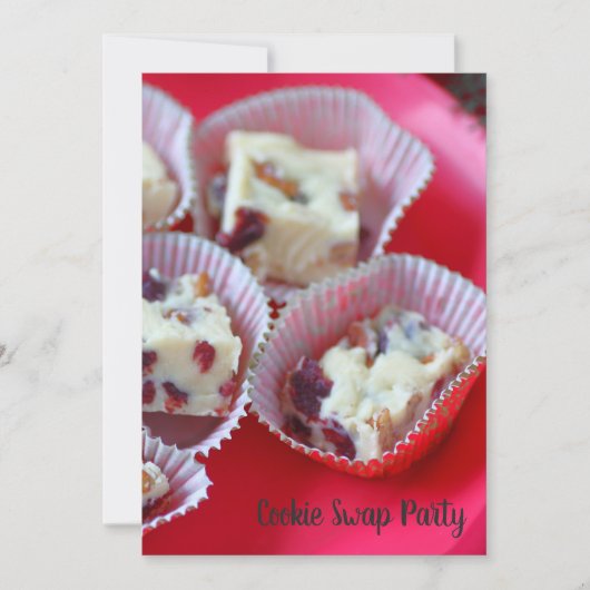 Witte chocolade fudge op een rode bord kaart (Voorkant)