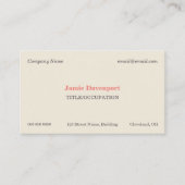 Witte chocolade roze elegante klassieker minimalis visitekaartje (Voorkant)