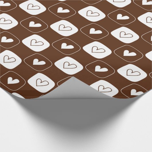 Witte chocoladeharten cadeaupapier (Hoek)