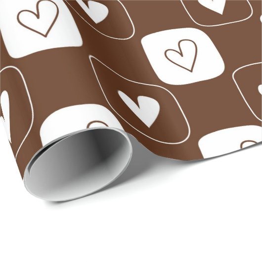 Witte chocoladeharten cadeaupapier (Rol Hoek)