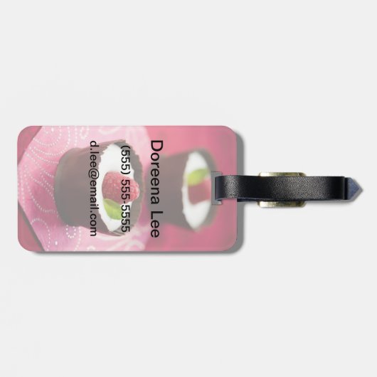 Witte chocolademousse dessert bagagelabel (Achterkant horizontaal)