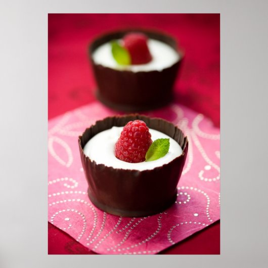 Witte chocolademousse dessert poster (Voorkant)
