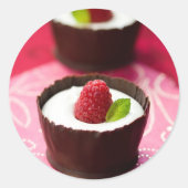 Witte chocolademousse dessert ronde sticker (Voorkant)