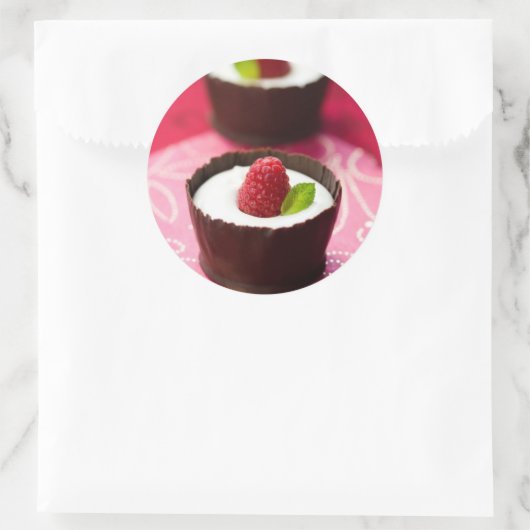 Witte chocolademousse dessert ronde sticker (Tas)