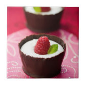 Witte chocolademousse dessert tegeltje (Voorkant)