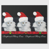 WITTE CHRISTMAS CAT, SANTA CLAUS PET EN RODE RIBBO CADEAUPAPIER (Vlak)