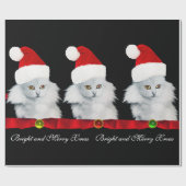WITTE CHRISTMAS CAT, SANTA CLAUS PET EN RODE RIBBO CADEAUPAPIER (Vlak)