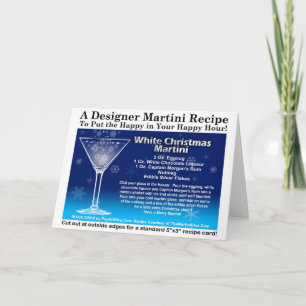 WITTE CHRISTMAS MARTINI COCKTAIL RECIPE CARD FEESTDAGEN KAART