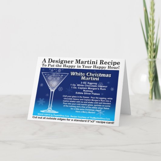 WITTE CHRISTMAS MARTINI COCKTAIL RECIPE CARD FEESTDAGEN KAART (Voorkant)