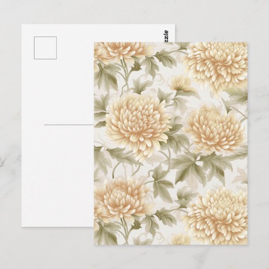 Witte Chrysanten Chiyogami Briefkaart (Voorkant / Achterkant)