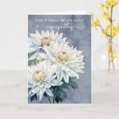 Witte chrysanten op blauwe sympathie kaart (Gele Bloem)