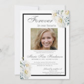 Witte Chrysanthemum Boho begrafenisdienst Kaart (Voorkant)