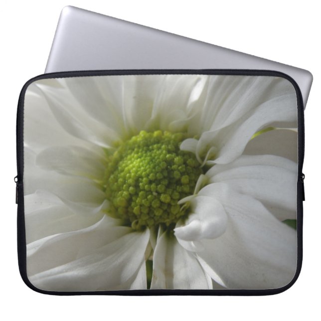 Witte Chrysanthemum Laptop Tas (Voorkant)