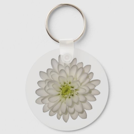 Witte Chrysanthemum Sleutelhanger (Voorkant)