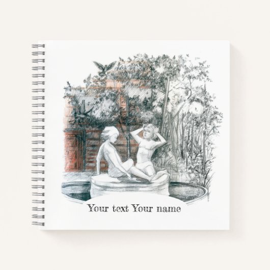 Witte cijfers van de meisjes van de fontein notitieboek (Voorkant)