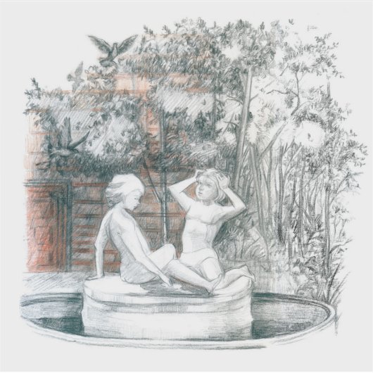 Witte cijfers van de meisjes van de fontein sticker (Voorkant)