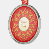 Witte cirkel met gouden linkerrand met tekst op ro metalen ornament (Links)