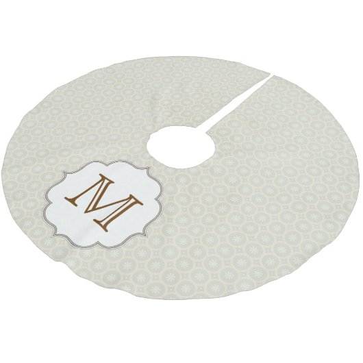 Witte Cirkel Polka Dot Monogram Initialen boomrok Kerstboom Rok (Gekanteld)
