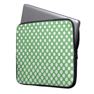 Witte cirkels in cascade op limoengroen laptop sleeve