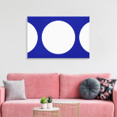 Witte cirkels op blauw canvas afdruk (Insitu (Woonkamer))