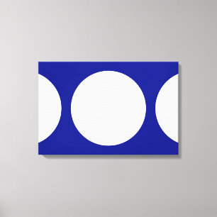 Witte cirkels op blauw canvas afdruk