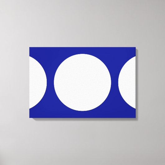 Witte cirkels op blauw canvas afdruk (Voorkant)