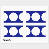 Witte cirkels op blauw rechthoekige sticker (Vel)
