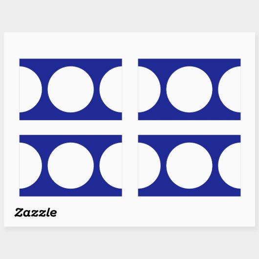Witte cirkels op blauw rechthoekige sticker (Vel)