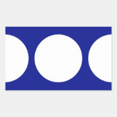 Witte cirkels op blauw rechthoekige sticker (Voorkant)