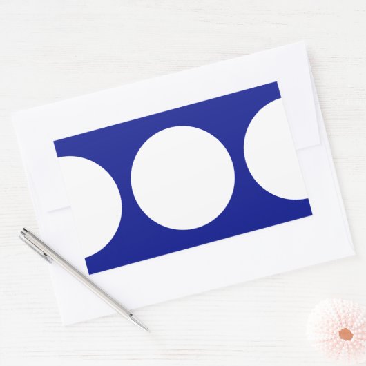 Witte cirkels op blauw rechthoekige sticker (Envelop)