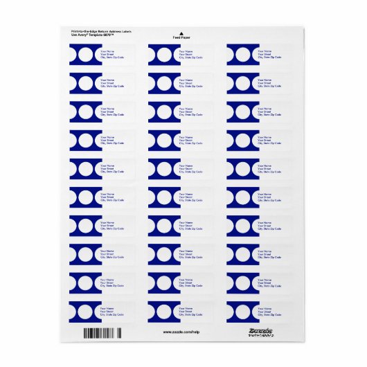 Witte cirkels op blauw retouradres label (Full Sheet)