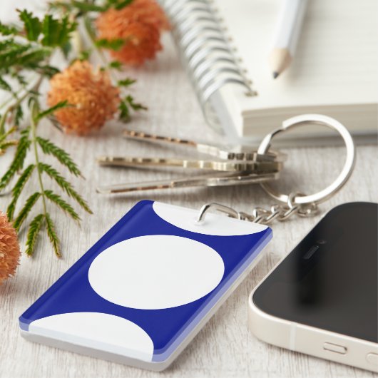 Witte cirkels op blauw sleutelhanger (Voorkant Rechts)