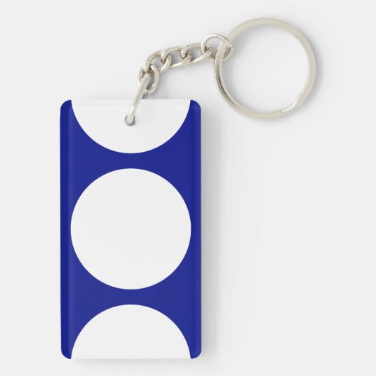 Witte cirkels op blauw sleutelhanger (achterkant)