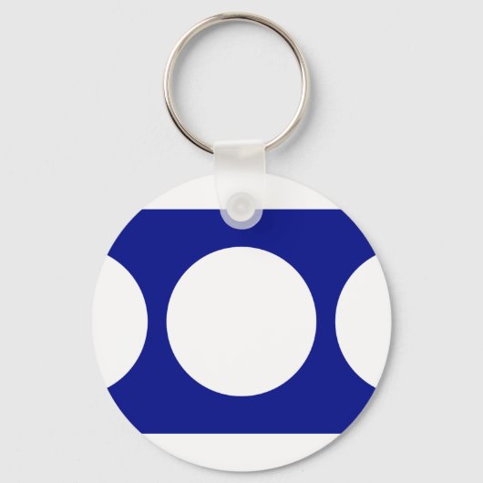 Witte cirkels op blauw sleutelhanger (Voorkant)