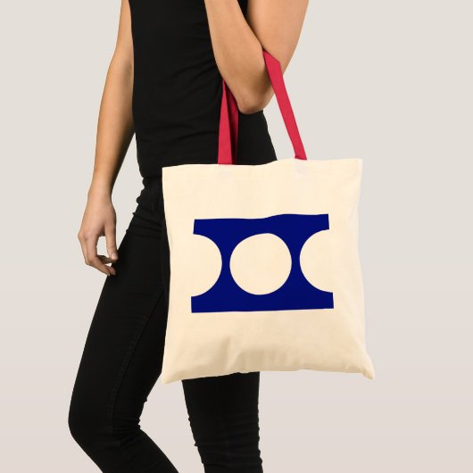 Witte cirkels op blauw tote bag (Voorkant (product))