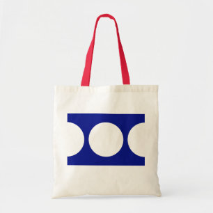 Witte cirkels op blauw tote bag