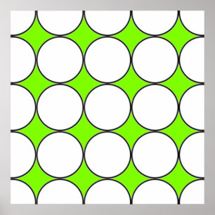 witte cirkels op de groene fluorescentieachtergron poster