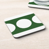 Witte cirkels op groen bier onderzetter (Linkerzijde)