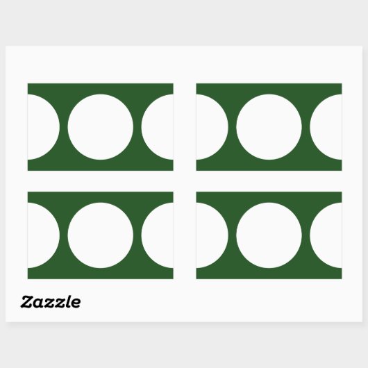 Witte cirkels op groen rechthoekige sticker (Vel)