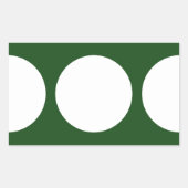 Witte cirkels op groen rechthoekige sticker (Voorkant)
