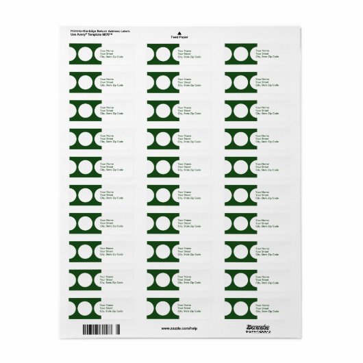 Witte cirkels op groen retouradres label (Full Sheet)