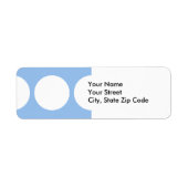 Witte cirkels op lichtblauw retouretiket etiket (Voorkant)