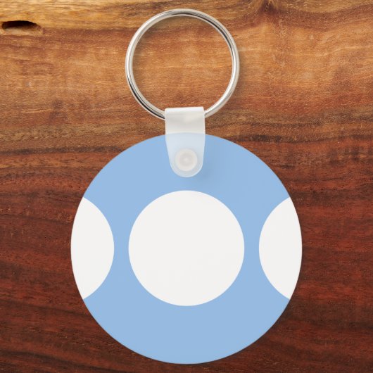 Witte cirkels op lichtblauw sleutelhanger (Voorkant)