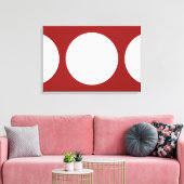 Witte cirkels op rood canvas afdruk (Insitu (Woonkamer))